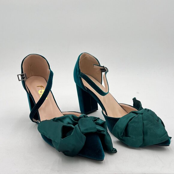 FSJ Green Women Strappy Ankle Wrap Sandal High Heels Pointed Toe D'Orsay - Picture 1 of 7